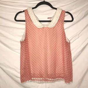 Polka dot Peter pan collar Top